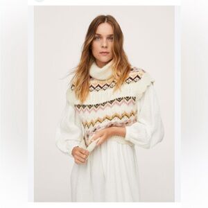 Mango Multicolor Patterned Cowl Neck Sweater